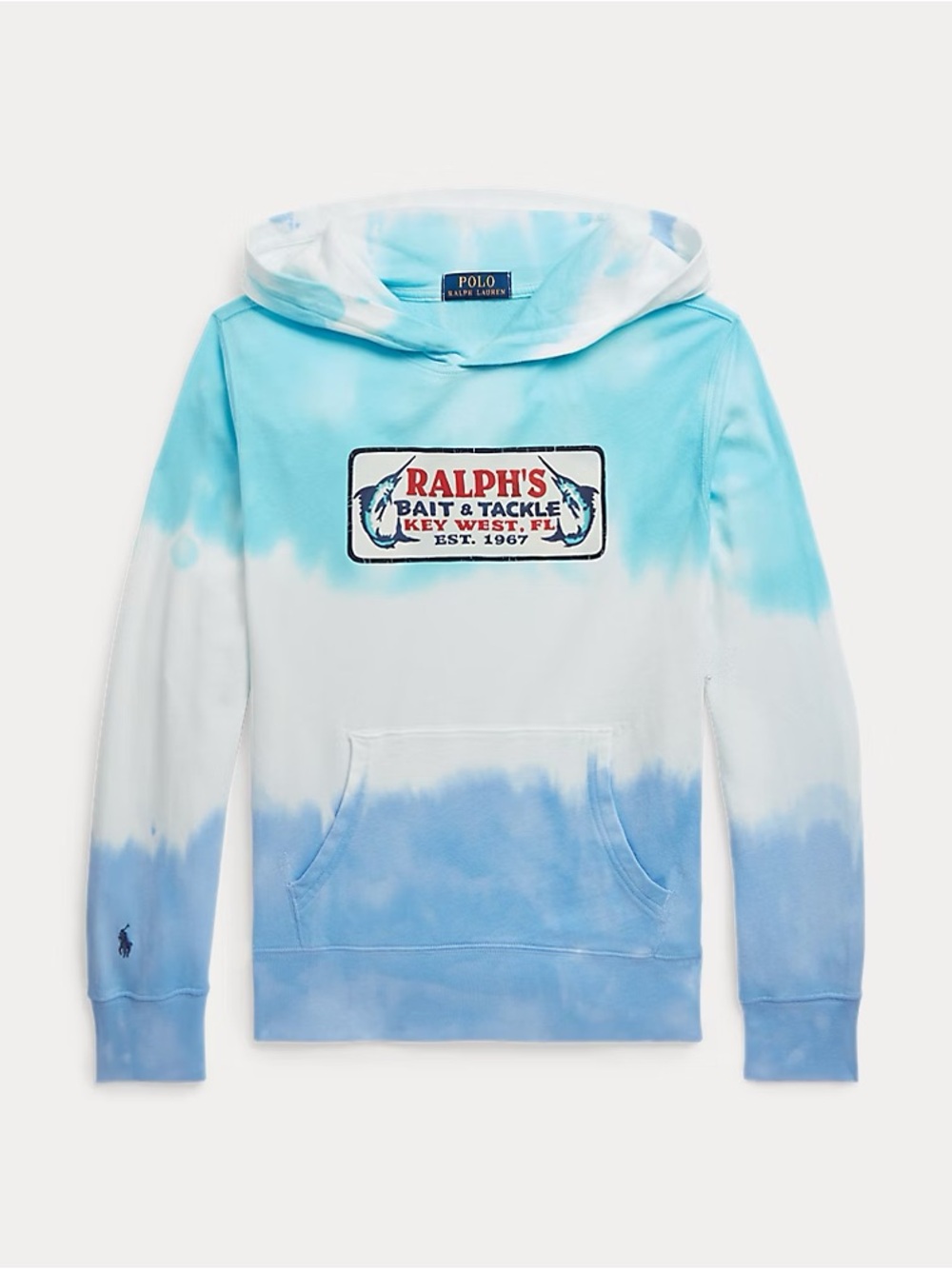 Polo Ralph Lauren Blue Tie-Dye Spa Terry Graphic Hoodie Size Medium (10-12)